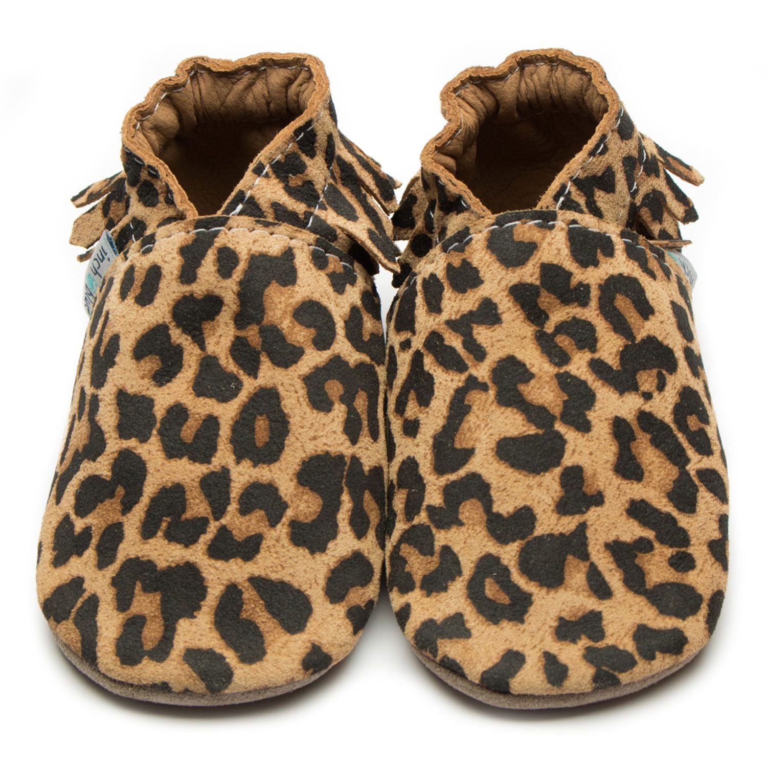 Inch Blue Soft Soles Baby Pram Shoes Leopard