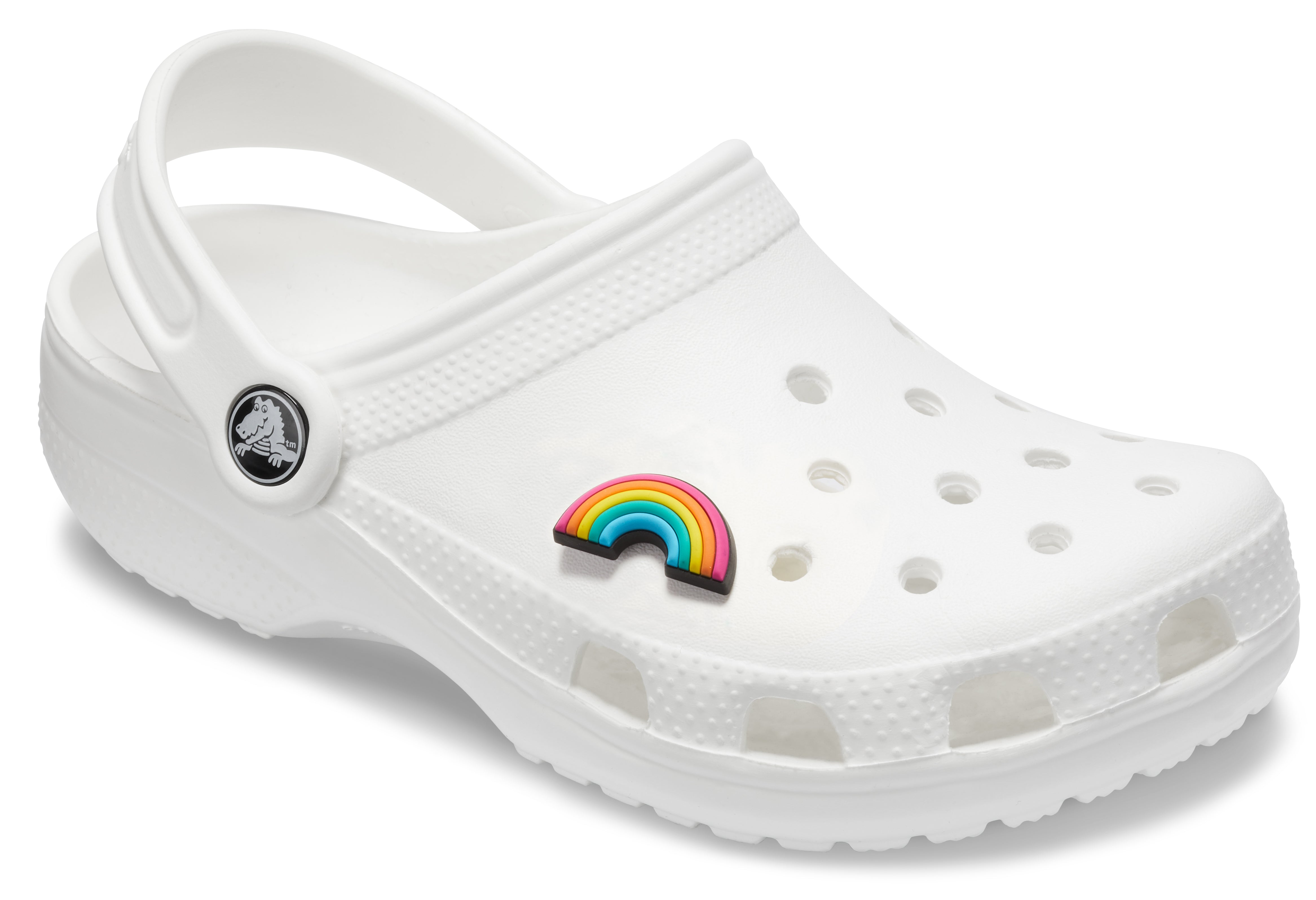 White crocs 2025 with rainbow