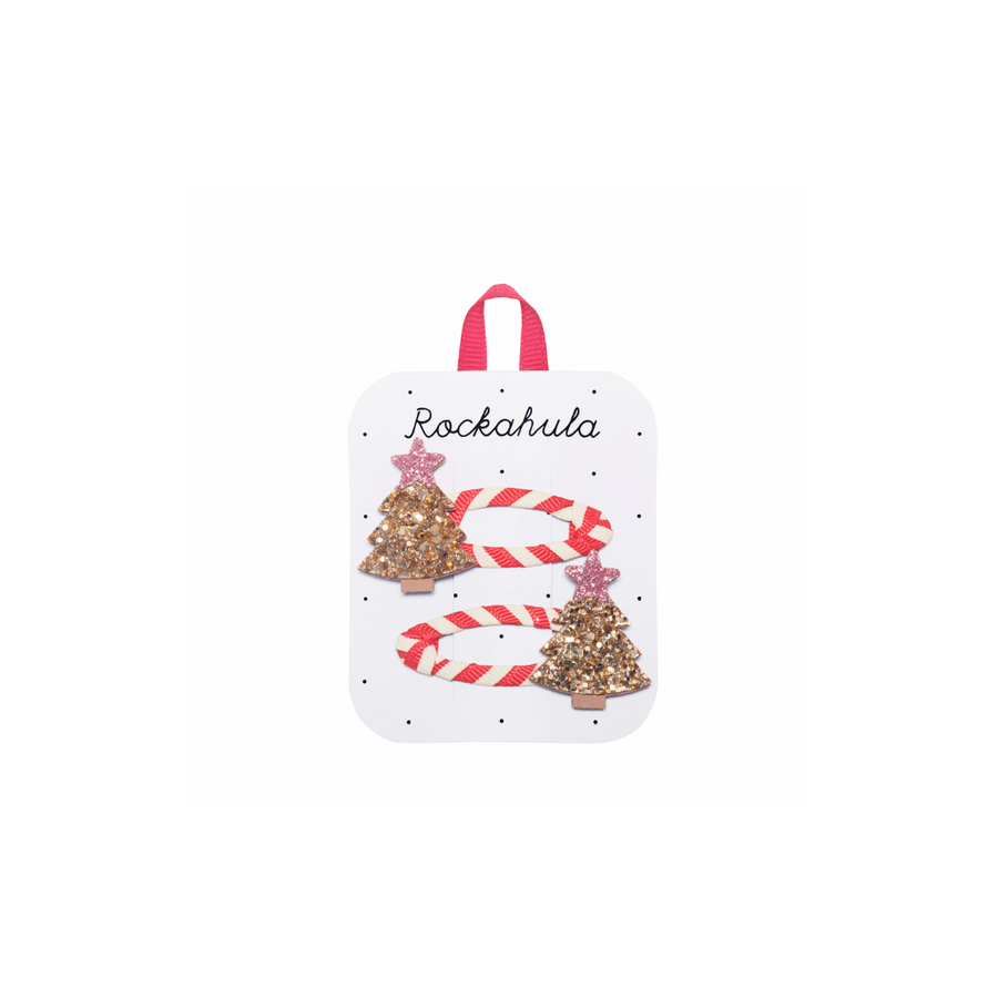 Rockahula Kids Christmas Hair Clips | Stripy Xmas Tree 