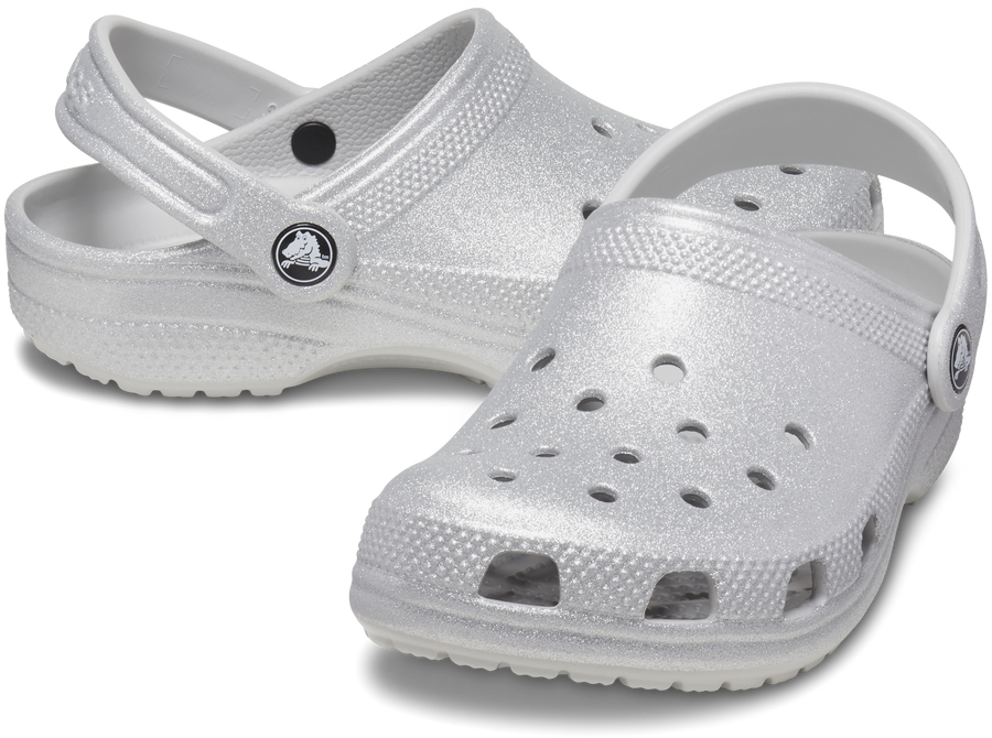 Kids Classic Crocs | Clog | Silver Glitter