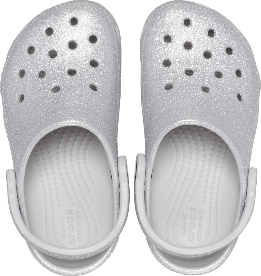 Kids Classic Crocs | Clog | Silver Glitter