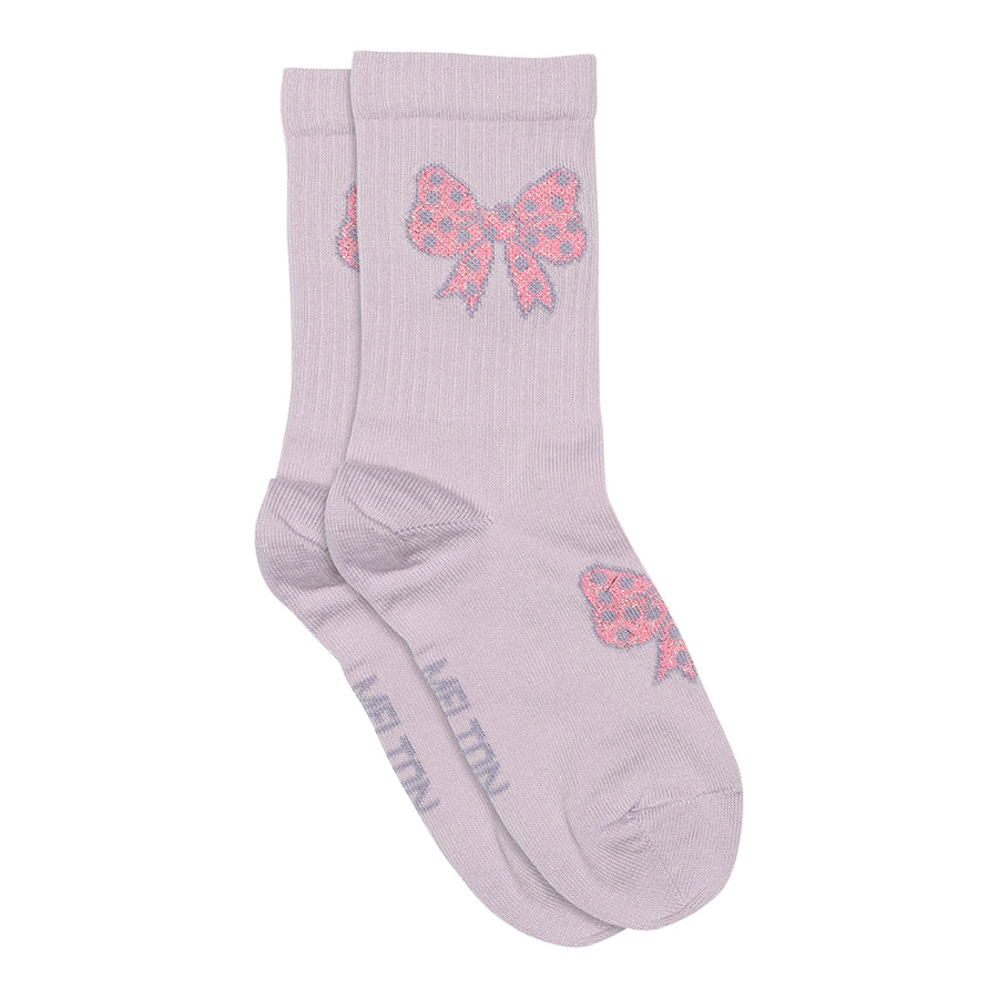 Melton Bow Socks | Lilac