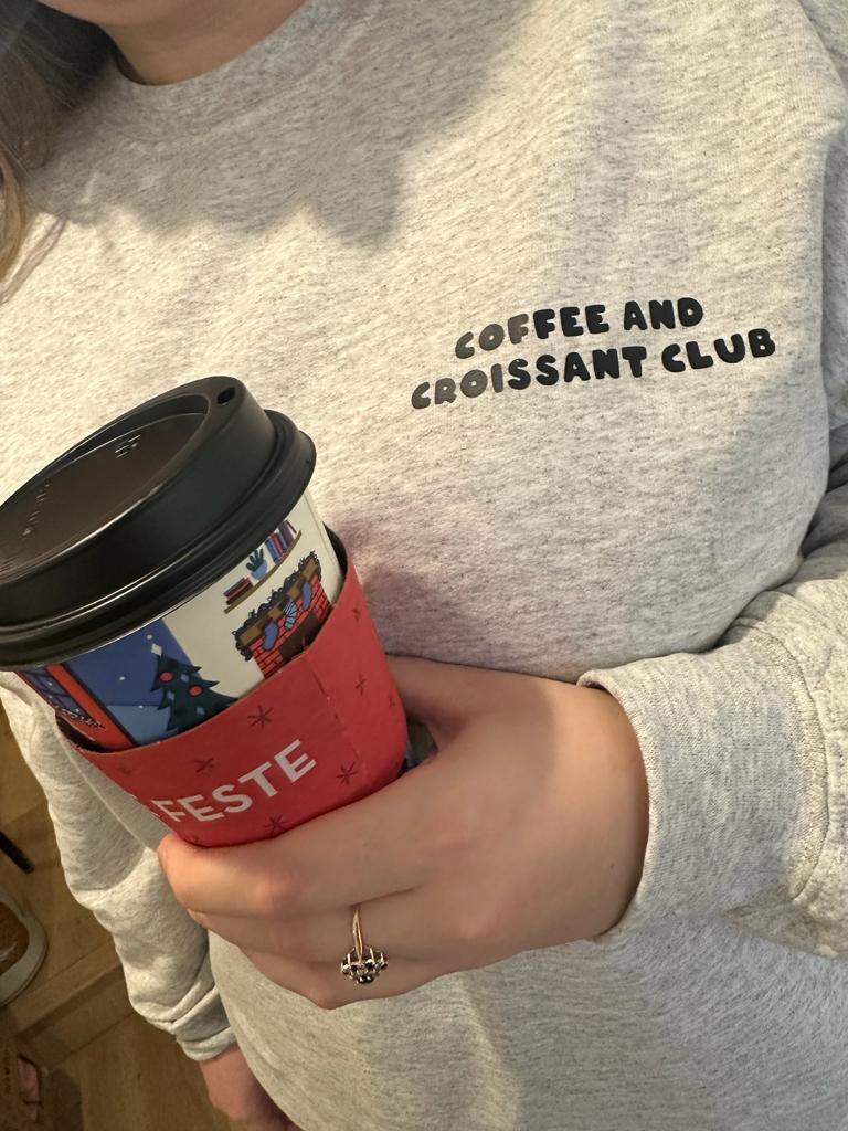 Wexbaby | Women's Coffee Croissant Sweatshirt | Grey