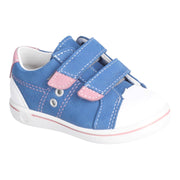 Ricosta Nippy Shoes | Leather Velcro Trainers | Azur Blue & Rosa Pink