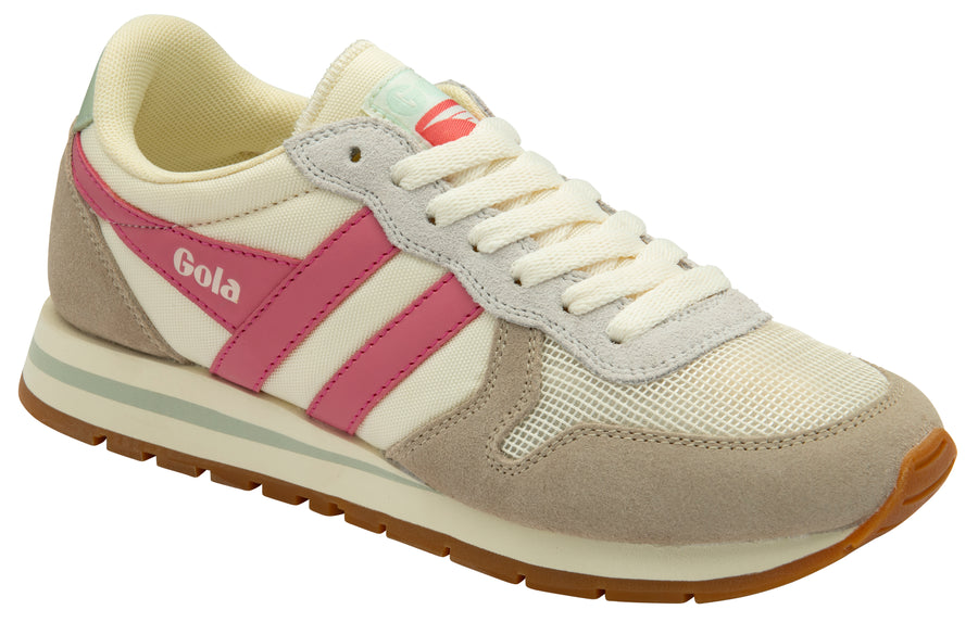 Gola Women's Trainers | Daytona | Off White/Feather Grey/Fluro Pink