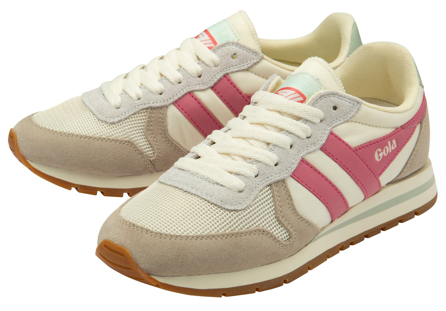 Gola Women's Trainers | Daytona | Off White/Feather Grey/Fluro Pink