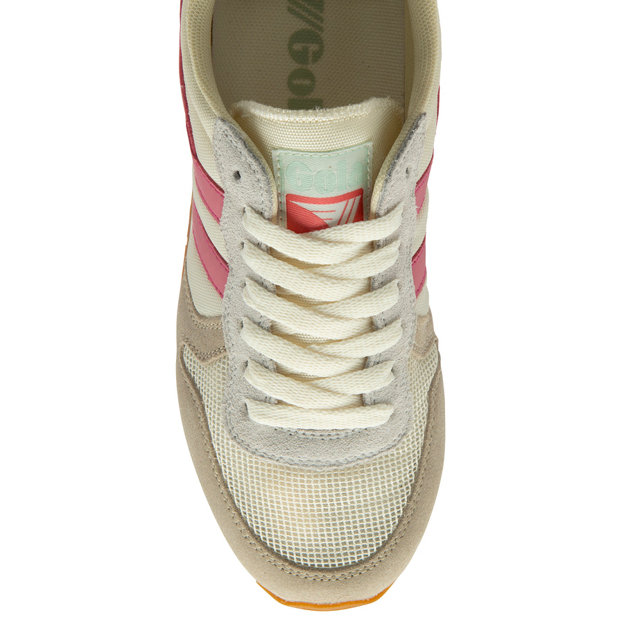Gola Women's Trainers | Daytona | Off White/Feather Grey/Fluro Pink