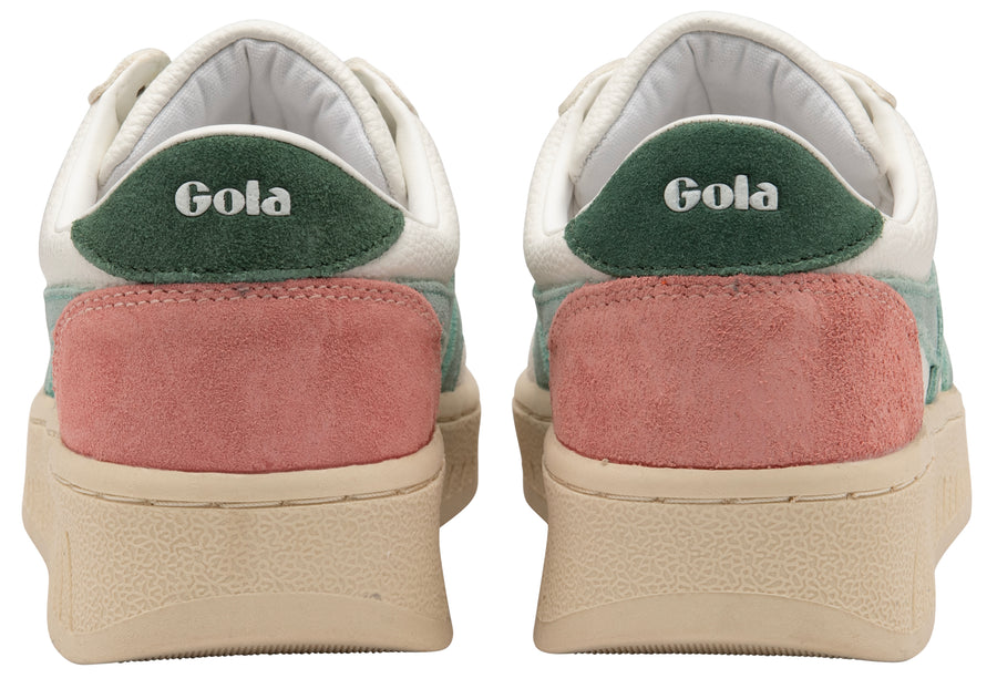 Gola Classic Womens Trainers Grandslam | Leather | White, Pink & Green