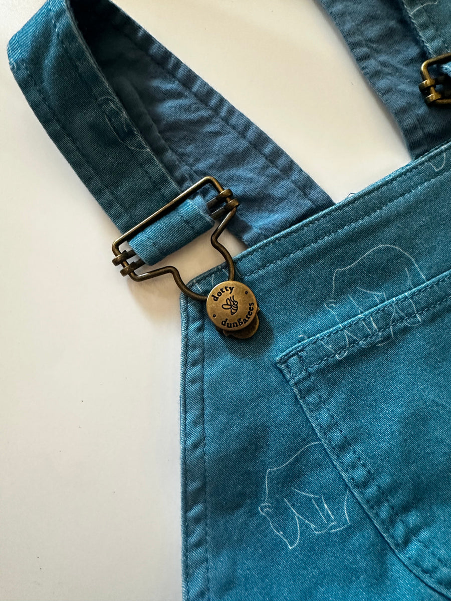 Dotty Dungarees | Bear Print Dungarees | Blue