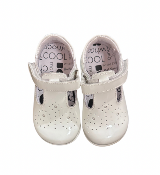 Bo-Bell Toto T-Bar Kids Shoes | White Patent