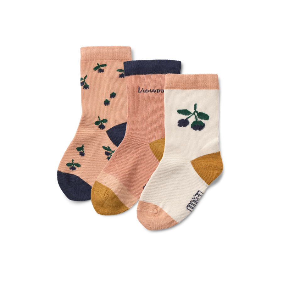 Liewood | Silas socks 3 Pack | Berry & Pale Tuscany