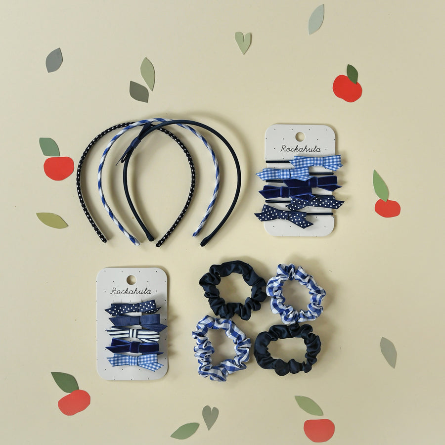 Rockahula Kids Hair Clips | Blue School Bow Set