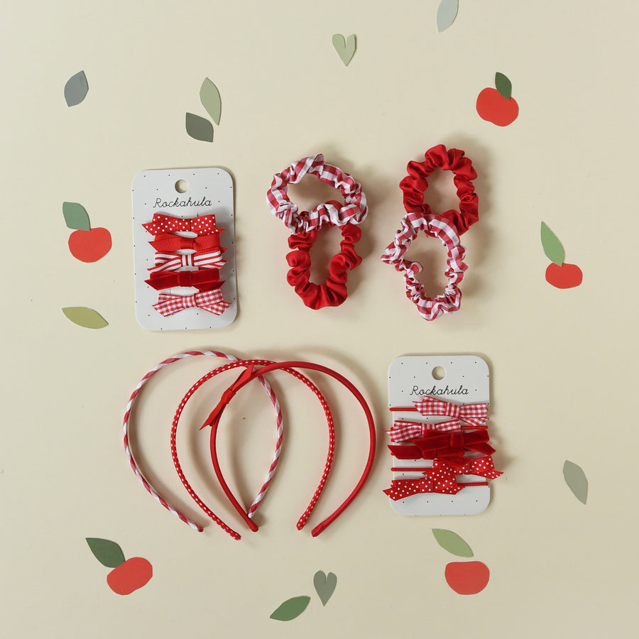 Rockahula Kids Hair Clips | Red School Bow Set