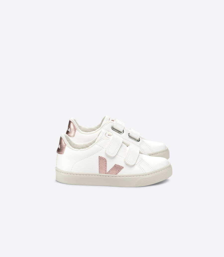 Veja Kids | Velcro Trainers Esplar Fured Leather  | White Nacre