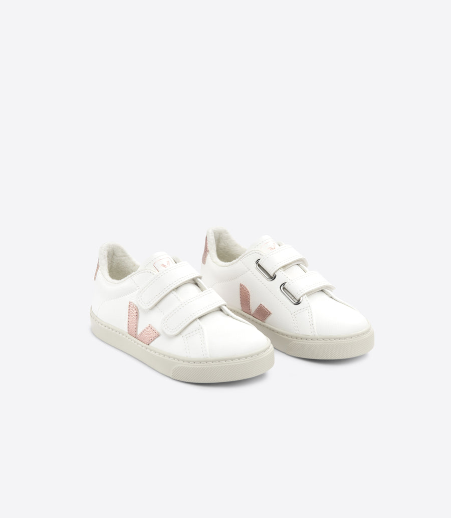 Veja Kids | Velcro Trainers Esplar Fured Leather  | White Nacre