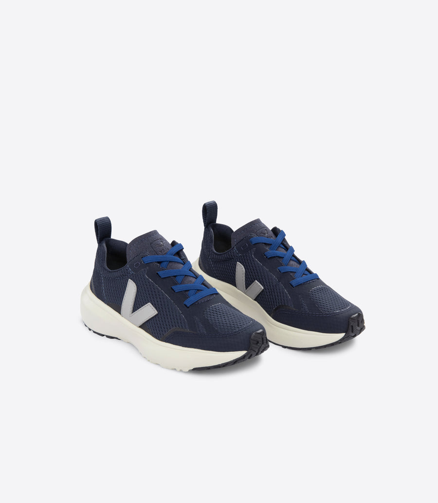 Veja Kids Canary Elastic Laces Alveomesh | Nautico Oxford Grey