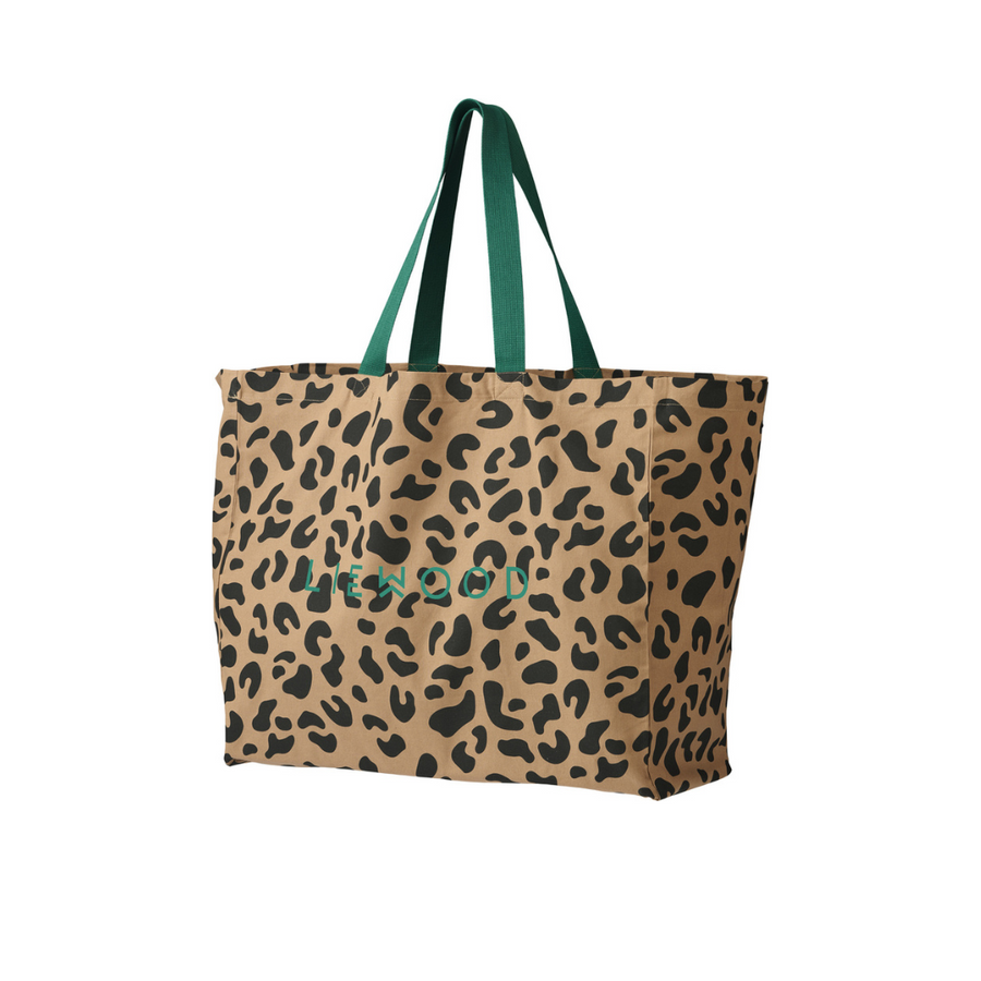 Liewood Organic Cotton Tote Bag | Maxi |  Leopard Oat & Black
