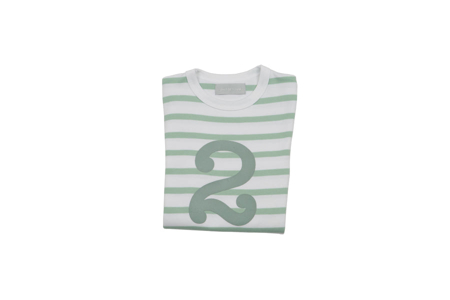 Bob and Blossom Number T-Shirts | Seafoam Green & White Striped