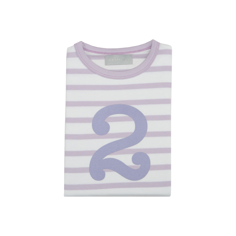 Bob and Blossom Number T-Shirts | Parma Violet & White Striped