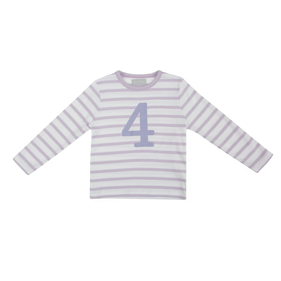 Bob and Blossom Number T-Shirts | Parma Violet & White Striped