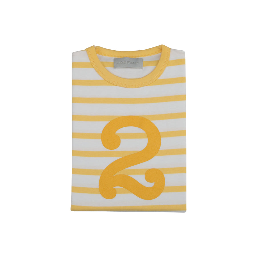 Bob and Blossom Number T-Shirts | Buttercup & White Striped