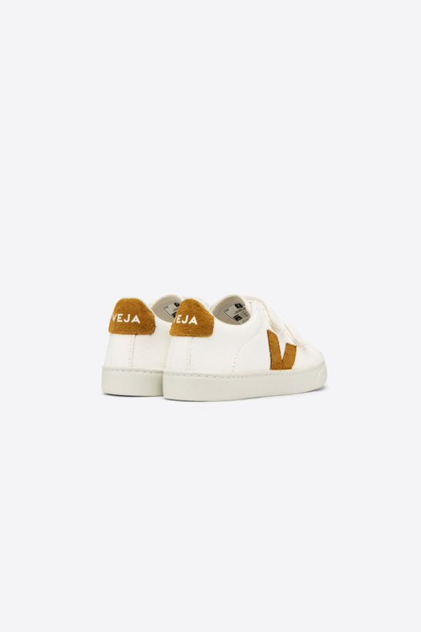 Veja Kids Trainers Esplar Velcro Leather | White & Camel