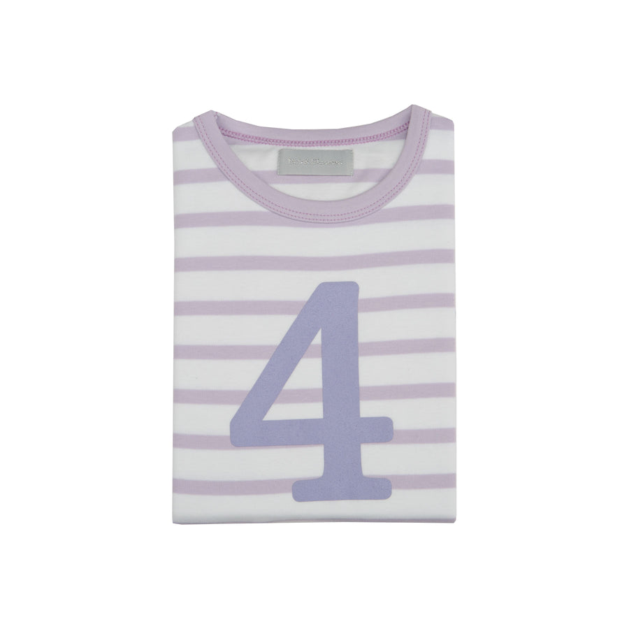 Bob and Blossom Number T-Shirts | Parma Violet & White Striped