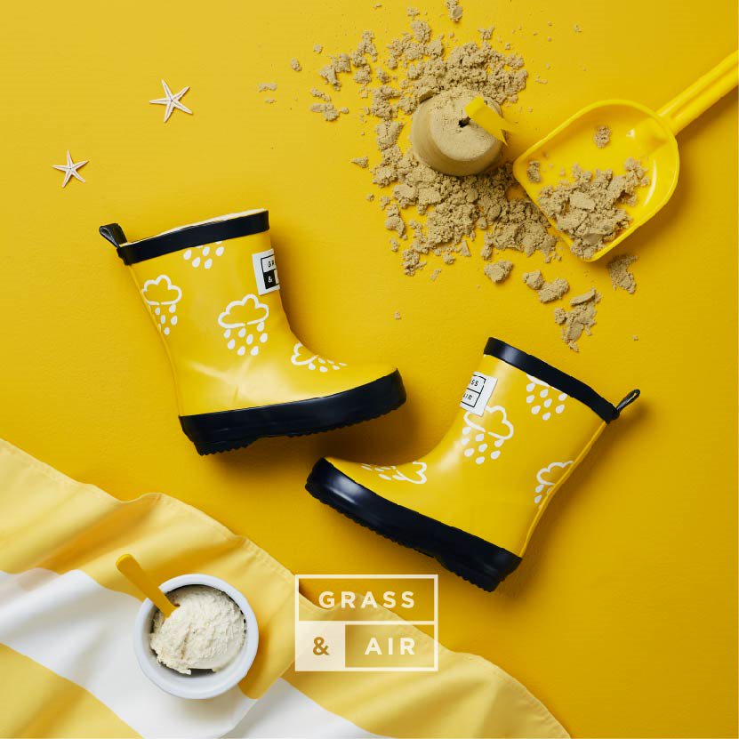 Grass and Air wellies|Infant |Colour Changing|Yellow & Navy