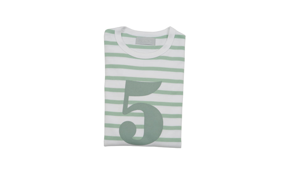 Bob and Blossom Number T-Shirts | Seafoam Green & White Striped