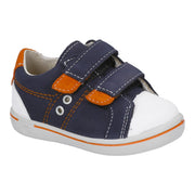 Ricosta Nippy Shoes|Leather Velcro Trainers|Navy, White & Orange