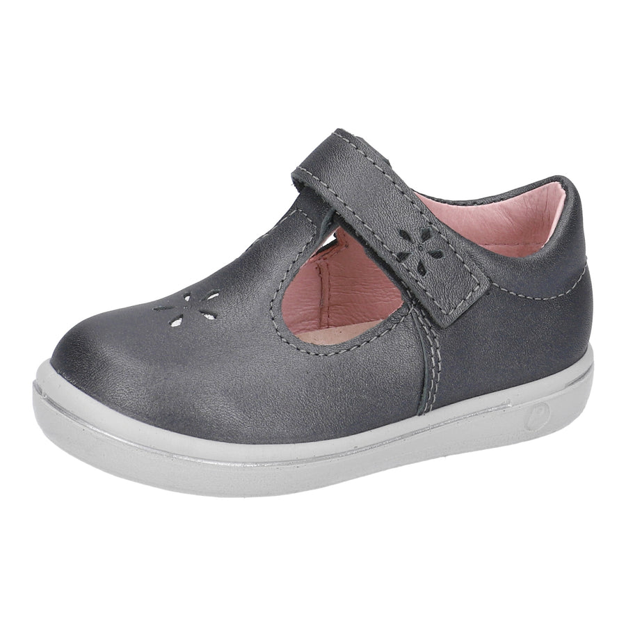 Ricosta Winona|Girls T-Bar Shoe|Metallic Asphalt Grey