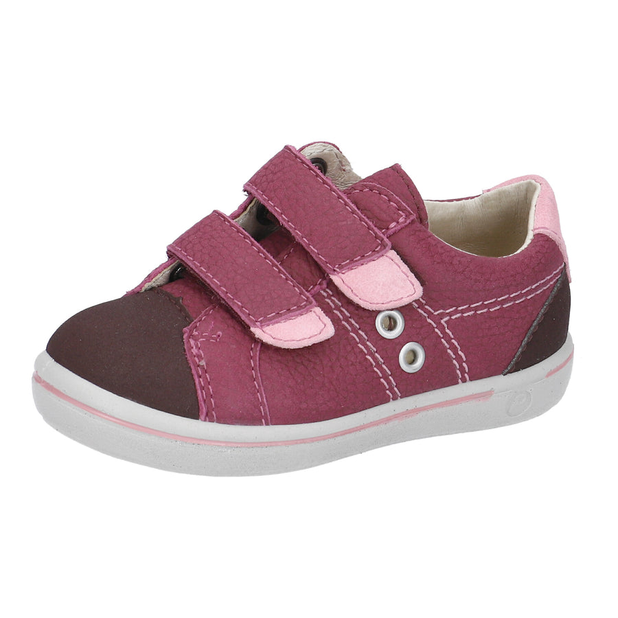 Ricosta Nippy | Leather Velcro Trainer | Merlot & Pink