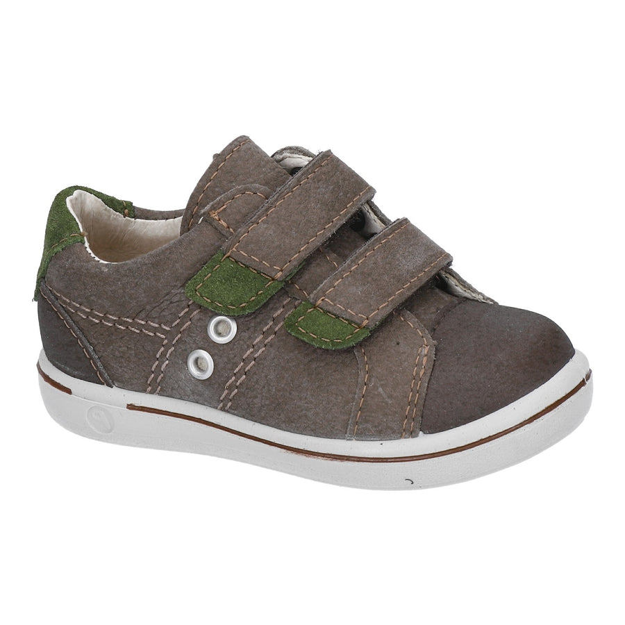 Ricosta Nippy | Leather Velcro Trainer | Meteor Grey & Olive