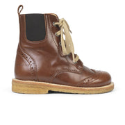 Angulus Boots Basic Lace Elastic & Zipper|Brown