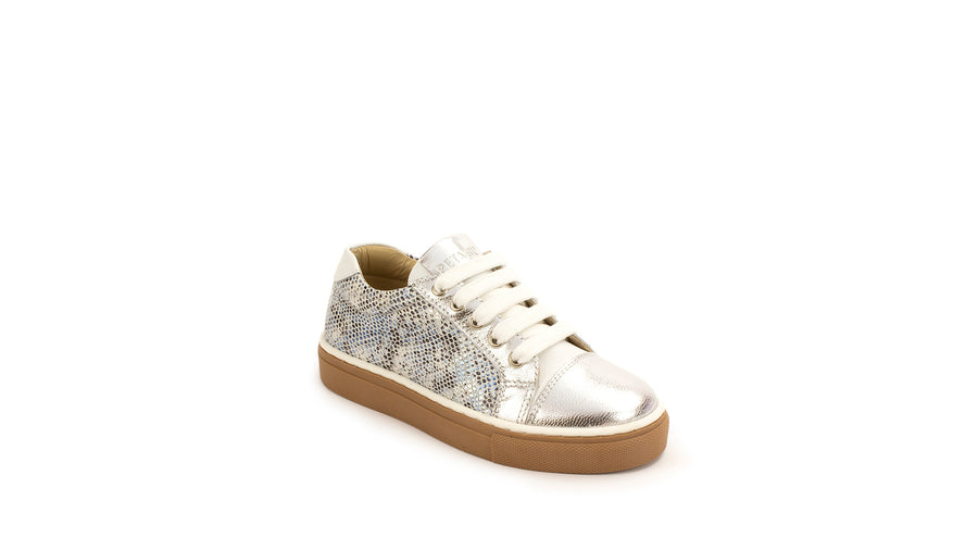 Petasil Annie Kids Fashion Trainers | Lace | Snake Blue & Silver