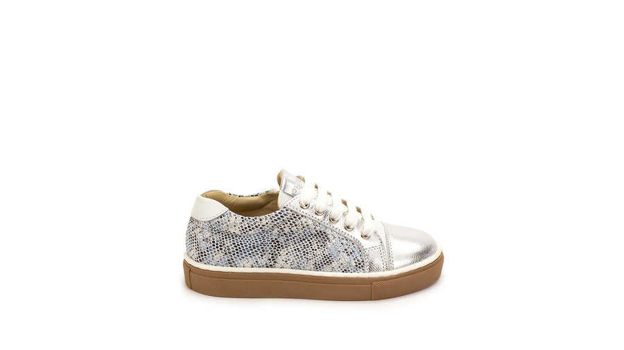 Petasil Annie Kids Fashion Trainers | Lace | Snake Blue & Silver