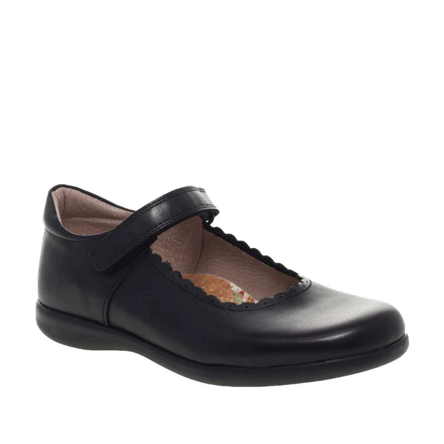 Petasil Blanche | Girls Velcro School Shoe | Black