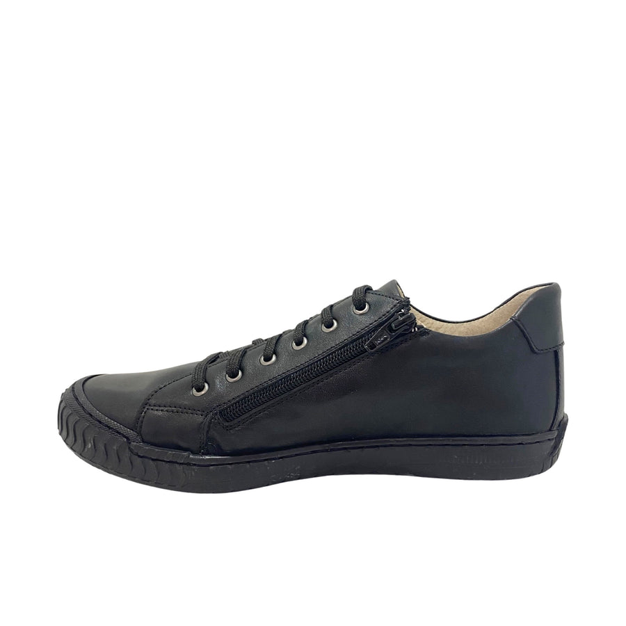 Bo-Bell | Black Lace Up School Shoes | Olso | Black Leather