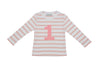 Bob and Blossom Number T-Shirts | Dusty Pink & White Striped (Number 1)