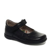 Petasil Bonnie | Girls Velcro School Shoe | Black Leather