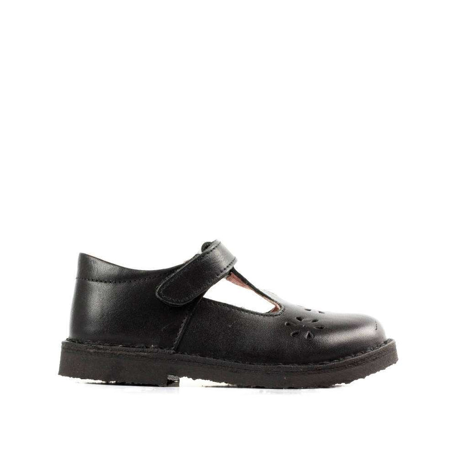 Petasil Clara T Bar School Shoes | Black Leather