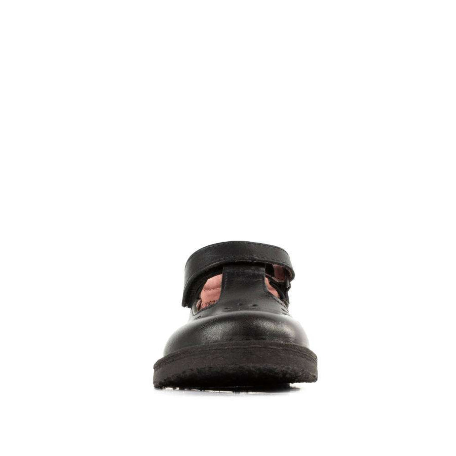 Petasil Clara T-Bar School Shoes | Black Leather