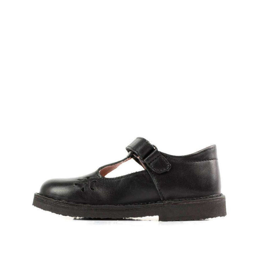 Petasil Clara T-Bar School Shoes | Black Leather