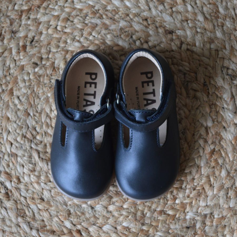 Petasil Shoes|Tim T-Bar Kids Velcro|Navy
