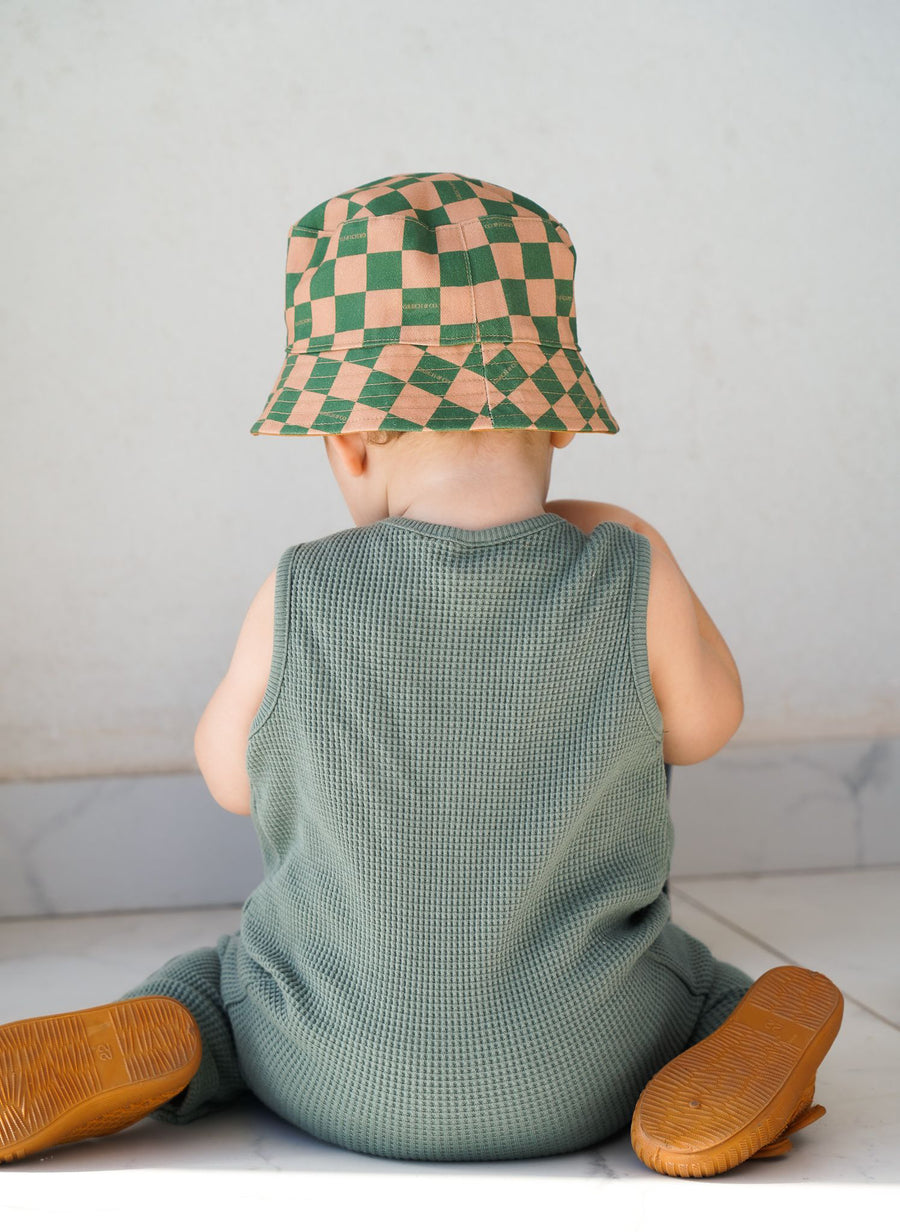 Grech and Co Bucket Hat | Reversible | Green & Pink Checks
