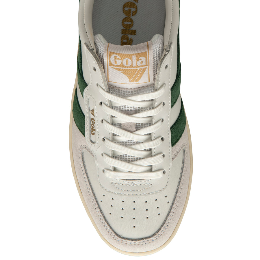 Gola Classic Womens Trainers Hawk | Leather | White, Green & Gold