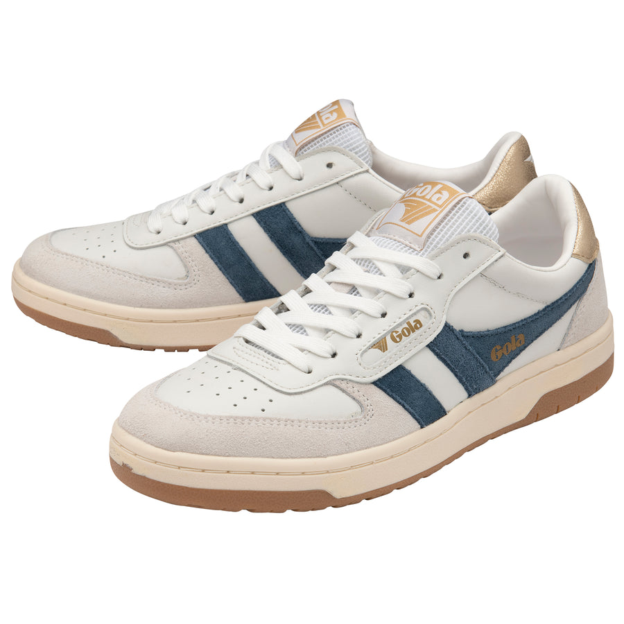 Gola Classic Hawk Women's Trainers | Leather | White , Ink & Gold
