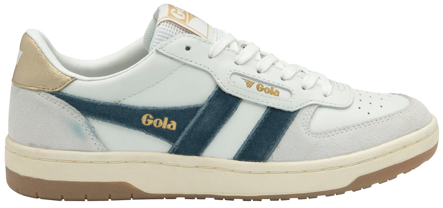Gola Classic Hawk Women's Trainers | Leather | White , Ink & Gold