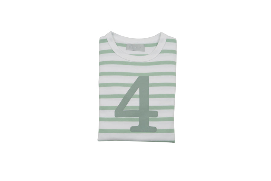 Bob and Blossom Number T-Shirts | Seafoam Green & White Striped