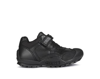 Geox Savage School Shoes Elastic | Black Leather